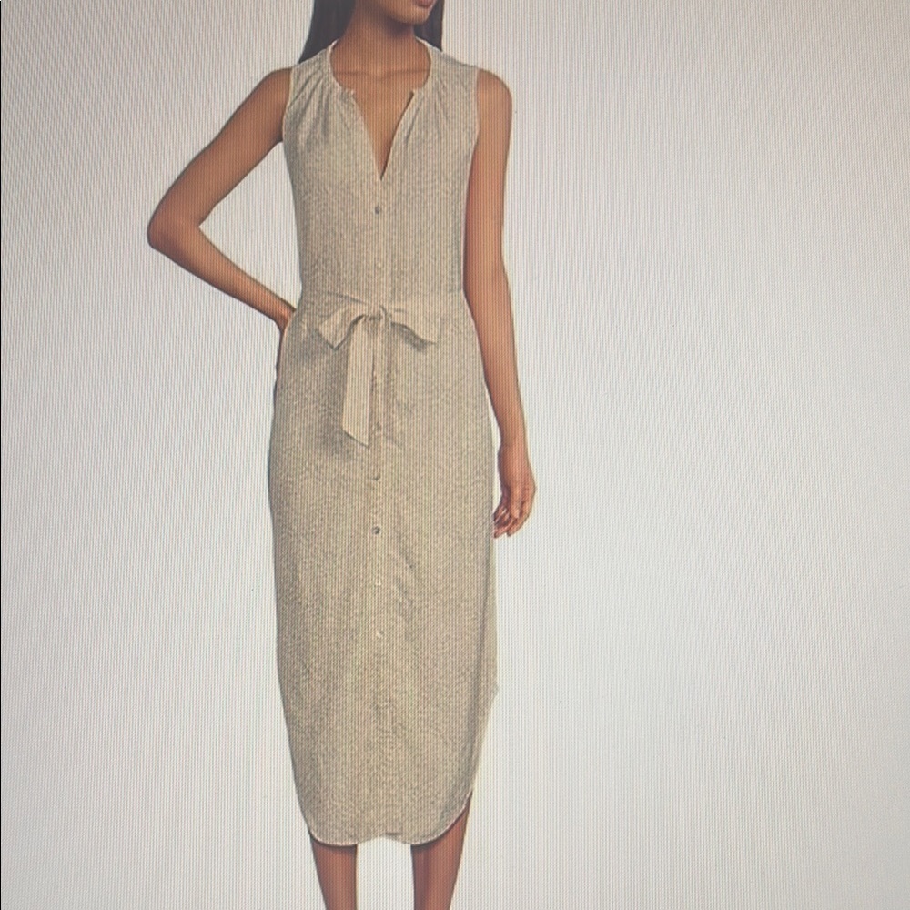 NWT Women’s Cloth & Stone Linen Blend Button Front Midi Dress. Size Large
